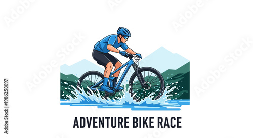Thrilling Mountain Biker Crosses Water, Capturing The Essence Of Adventure Race