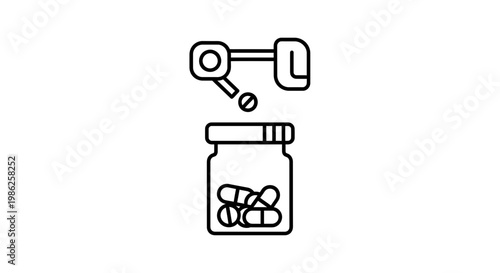 Pill Dispenser with Capsules in Bottle, Medical Treatment, Healthcare Concept