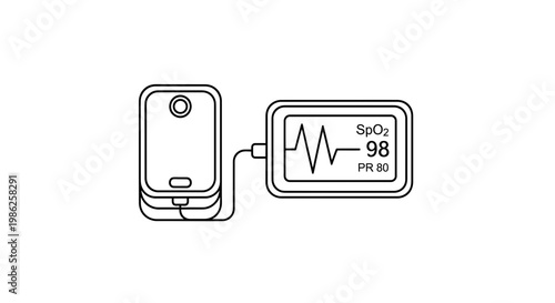Pulse Oximeter Icon: Measuring Blood Oxygen and Heart Rate