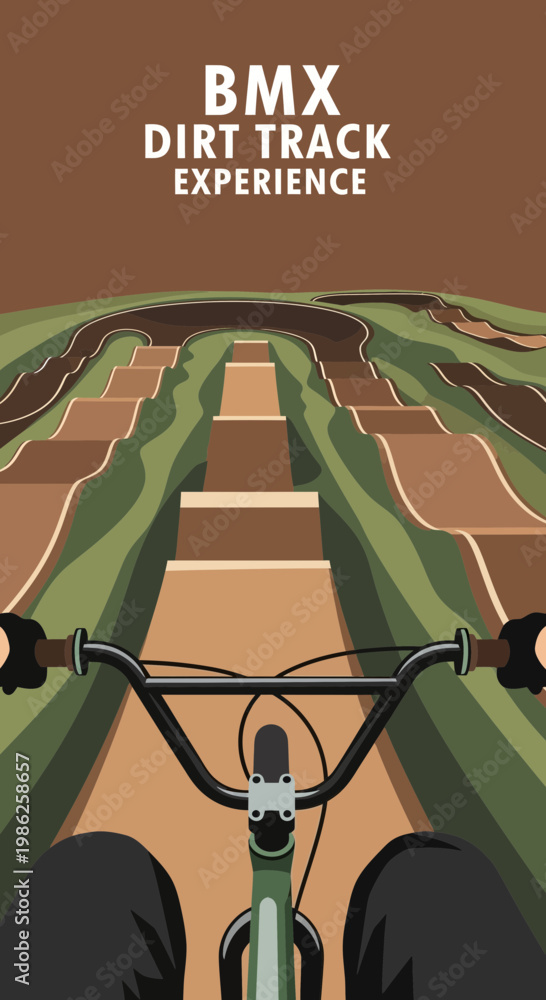 Fototapeta premium Thrilling Perspective of BMX Dirt Track Adventure with Bold Graphic Composition