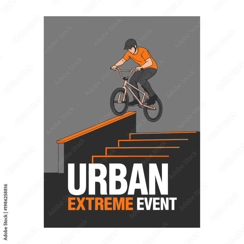 Fototapeta premium Thrilling Urban BMX Stunt: High-Flying Action at an Extreme Street Event Spectacle