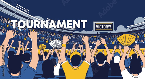 Thrilling Stadium Spectacle: An Illustration of Excitement and Sporting Tournament Victory