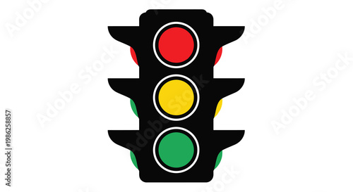 A traffic light displaying red yellow and green signals vertically