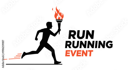 Torchbearer Races Towards Finish Line Depicting Athleticism, Competition, and Running Events