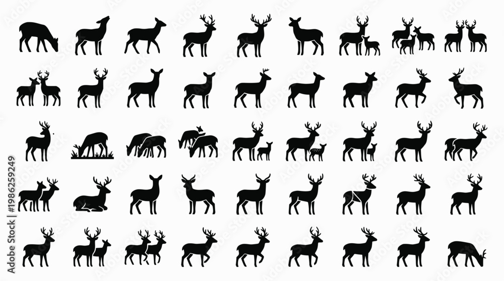 Fototapeta premium Minimalist animal silhouettes in varied designs and patterns 