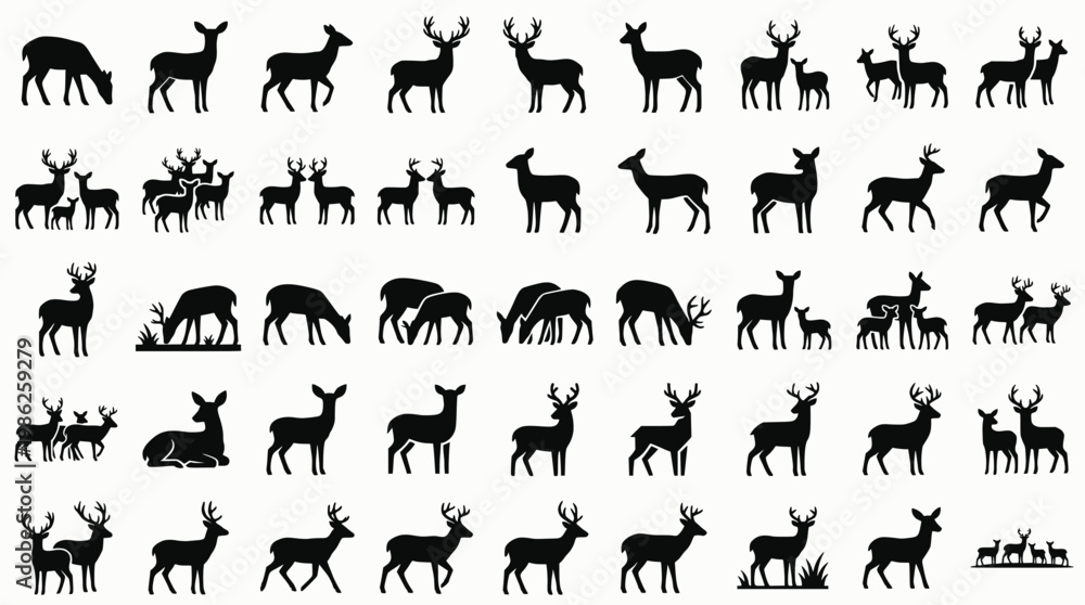 Fototapeta premium Minimalist animal silhouettes in varied designs and patterns 