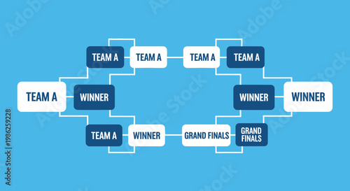 Tournament Bracket With Team Structure Visualizing Competition Stages Leading To Grand Finale