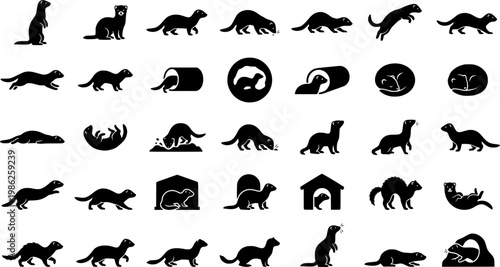 Pet and animal silhouette icons set – filled, solid, furry friends
