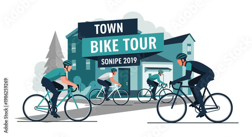 Town Bicycle Tour in Sonipe: A Vector Illustration of Cyclists Enjoying a City Ride