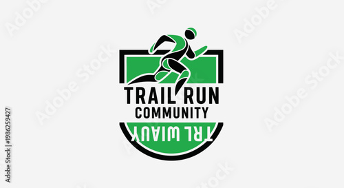 Trail Run Community Emblem Representing Outdoor Activities and Healthy Lifestyle Branding