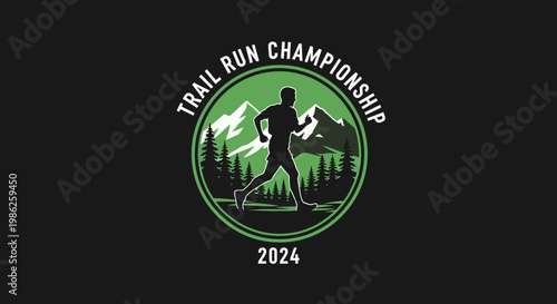 Trail Run Championship: Silhouette Of A Runner And Mountainous Landscape 2024