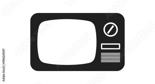 A minimalist depiction of a retro television set with a blank screen and control knobs presented as a silhouette high quality professional detailed modern