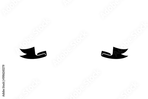 Black curved ribbon scroll banner graphic element. Simple flat vector illustration of a vintage blank parchment tape for titles, labels, and heraldic designs. Retro style decorative frame element.