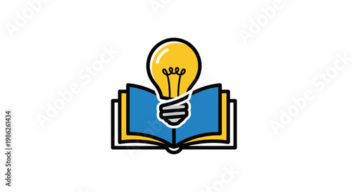Open book with glowing light bulb above, symbolizing bright ideas, innovation, and the pursuit of knowledge and learning for education and inspiration