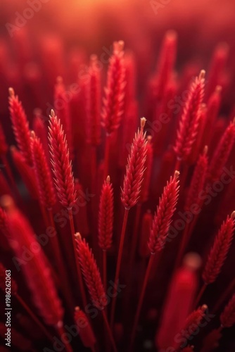 Deep red grass, close-up texture, earthy tones, pattern, close-up