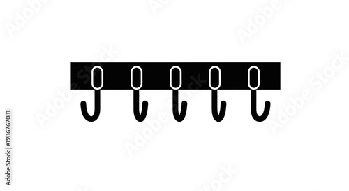 A minimalist depiction of a white background featuring a black coat rack with six hooks creating a striking silhouette high quality professional detailed modern