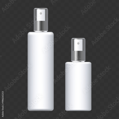 White Cosmetic Spray Bottle Mockup Vector Set