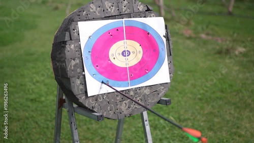 archery target with arrow