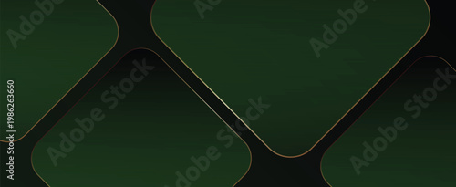 modern dark green and gold polygonal background. Geometric structure in shades of green and gold. Minimalist polygonal design for banner and cover