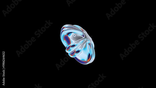 Chrome Retro Metal Abstract Shape Y2K Isolated Loop On Transparent Background