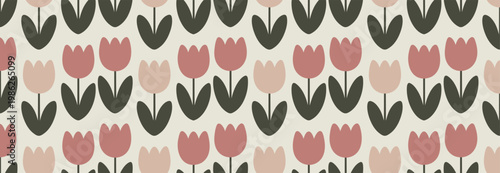 Seamless Tulip Floral Pattern.