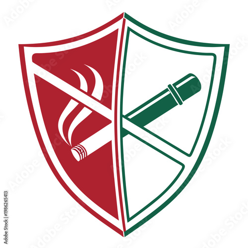 Shield with no smoking and no vaping symbols.