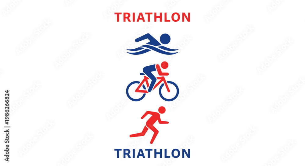 Fototapeta premium Triathlon Illustration: Swimming, Cycling, And Running Events In A Dynamic Design