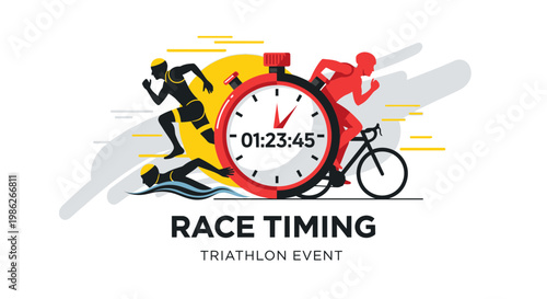 Triathlon Race Visualization: Dynamic Timing Display with Athlete Silhouette Illustration