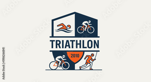 Triathlon Illustration: Swimming, Cycling, and Running Competition Graphic Design