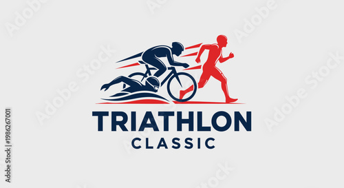 Trio Of Athletic Endeavor Depicted In Triathlon Competition Logo Design