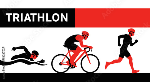 Trio Of Athletic Endeavor Depicting Swimming Cycling And Running In Vivid Sporty Style