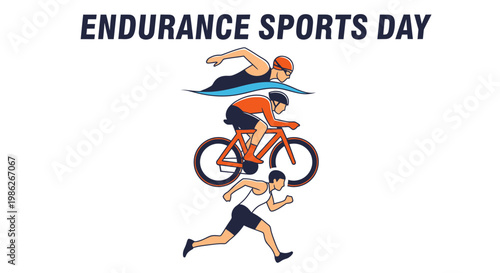 Trio Of Athletic Endeavors Depicting Swimming, Cycling, And Running Endurance Sports