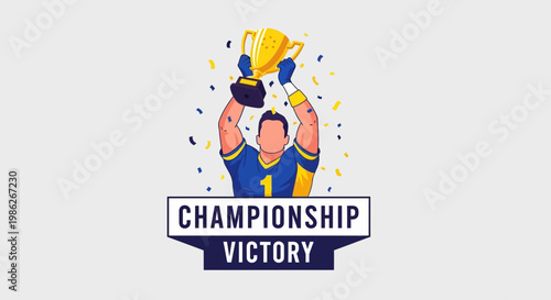 Triumphant Athlete Celebrates Championship Victory With Trophy and Confetti