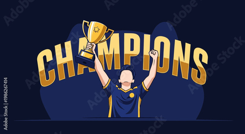 Triumphant Champion Celebrates Victory After Achieving Success with a Golden Trophy in Hand