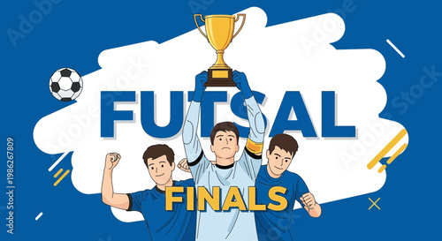 Triumphant Futsal Team Celebrating Victory and Championship Glory in Finals Match
