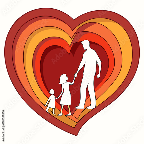 Family paper cut out heart art for Father's Day.