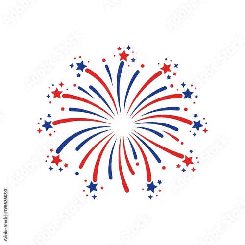 Minimal fireworks burst vector with stars and radial lines. Clean festive design ideal for celebration, holidays, events, banners, and promotional graphics.