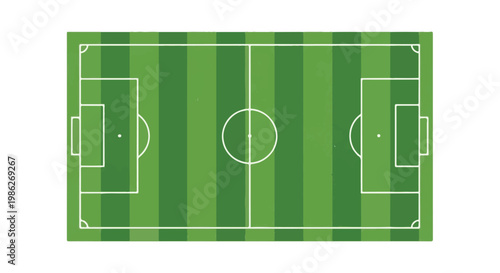 Green soccer field with white lines and markings for gameplay