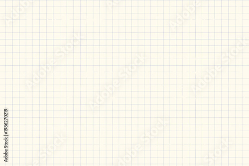 Seamless Checkered Grid Paper Texture Background with Blue Lines on Cream Paper, Vector Illustration of Graph Paper for Journaling, Planning, Math, Engineering, and School Notebook Page