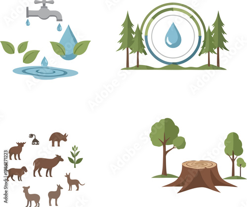 Environmental conservation and preservation icons