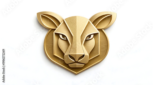 Wallpaper Mural Gold sculpted animal head emblem with geometric modern typography style conveying confident elegance and refined metallic texture Torontodigital.ca