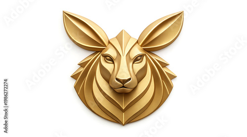 Wallpaper Mural Gold sculpted animal head emblem with modern layered typography style conveying elegance and strength in metallic finish Torontodigital.ca