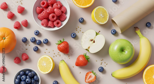 Vibrant fruit arrangement a colorful and healthy still life composition