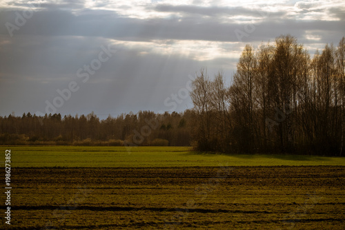 Farm land in spring, image taken in Latvia