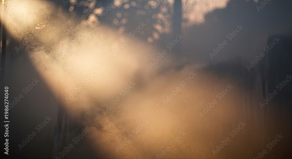 Fototapeta premium Sunlight beams through atmospheric smoke creating abstract visual effects