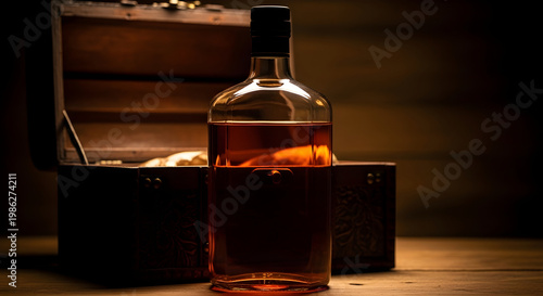 Elegant whiskey presentation a dark and moody still life with glassware