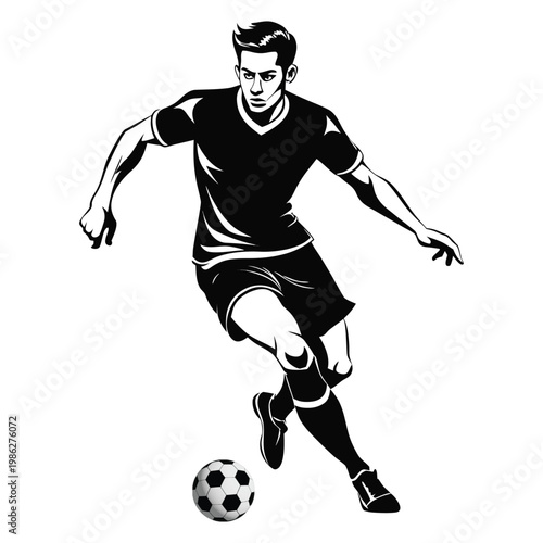 Soccer Player Silhouette in Action Sports Illustration