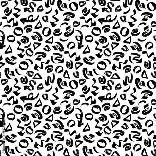 Seamless Pattern Grange Elements, Vector illustration Black and White