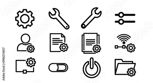 A collection of stylized icons representing various communication and technology concepts Vector