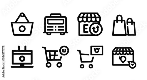 Simple line drawings of various objects and animals on a white background Vector
